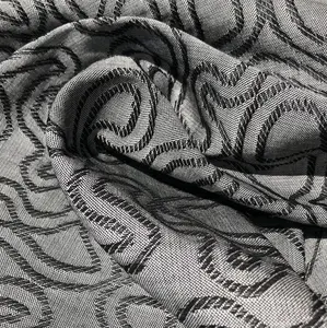 60" High Quality Cotton Embroidered Swirly Jacquard Heavy Black & Gray Woven Fabric By the Yard