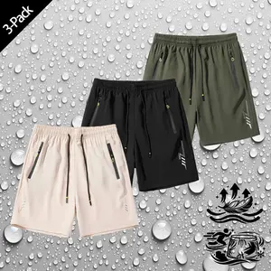 Men's 3 Pack Athletic Running Shorts Quick Dry Moisture Wicking Lightweight Breathable Gym Workout Shorts with Zipper Pockets Stretchy Elastic Waist for Jogging Hiking Outdoor Sports Training Casual Daily Wear Active Performance