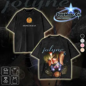 Jolyne Cujoh Stone Ocean Jojo Bizarre Adventure Graphic T-shirt Crewneck Sweatshirt Hoodie Tanktop Streetwear 100% Cotton Oversized Anime Jojo Fan Gift Heavyweight Aesthetic Washed Print Unisex Top Anime Design