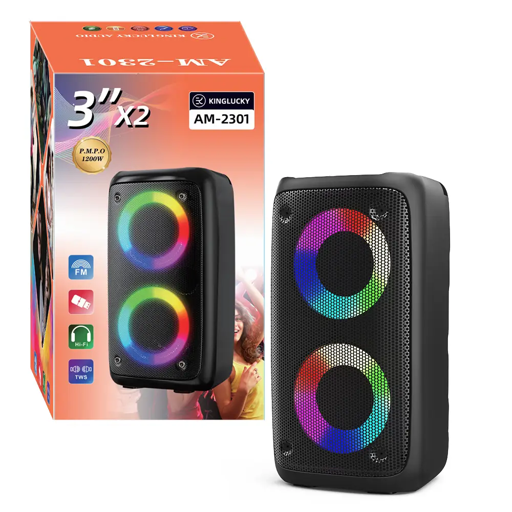 KINGLUCKY Portable Wireless Karaoke Speaker with Microphone, Stereo Sound Subwoofer, with RGB Colorful LED Lights, Karaoke Machine Sound System for Ou