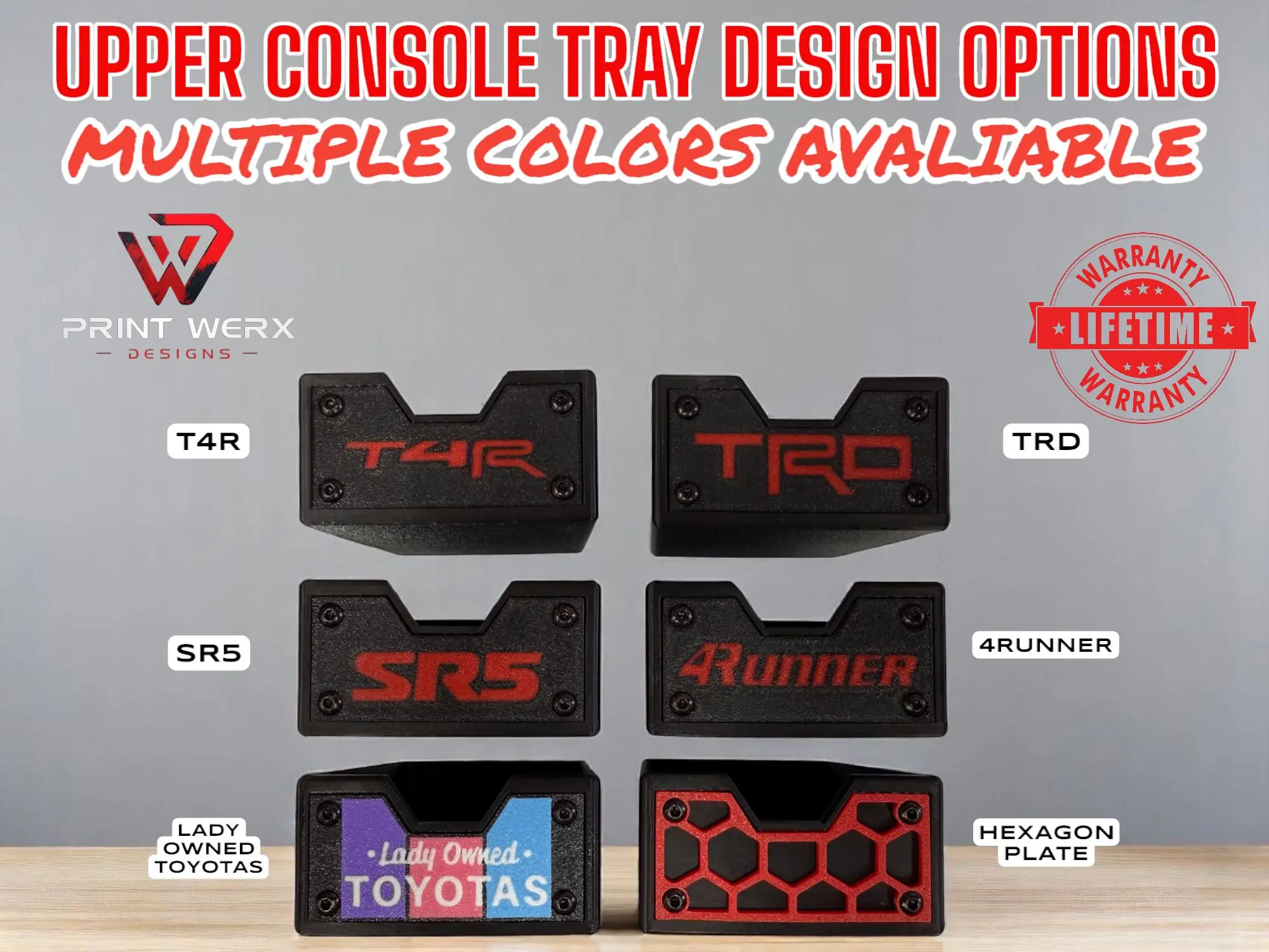 Upper Console Drawer with Changeable Face Plates for 2014-2024 Toyota 4Runner 5th gen