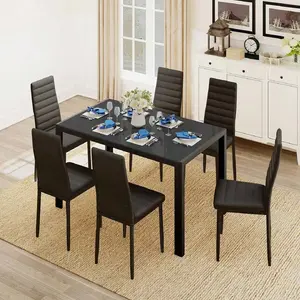 4- Chair And 6- Chair Dining Set Available, Glass Dining Table, High Back PU Leather Chairs For Living Room, Dining Room White Door Wardrobe