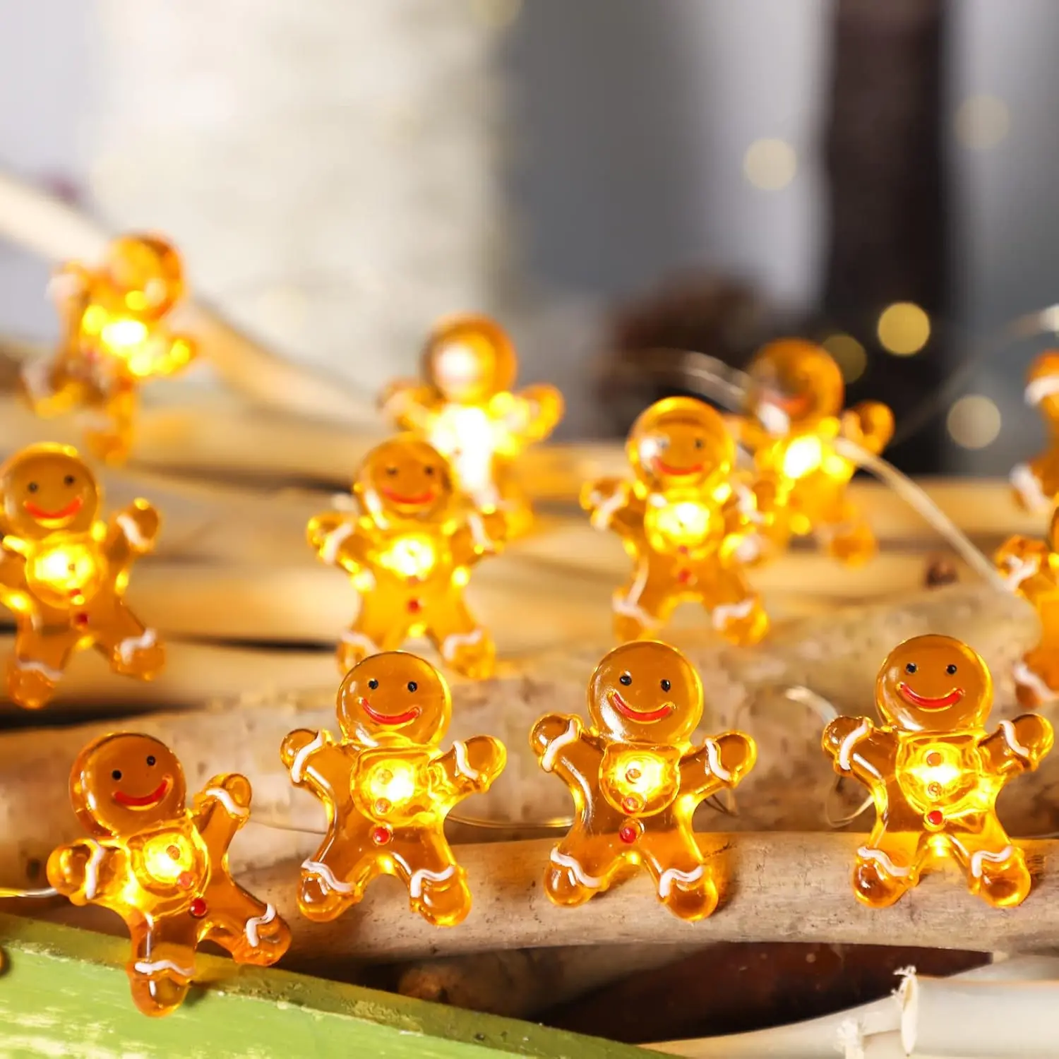 Christmas String Lights Battery/USB Operated, Gingerbread Fairy Lights with Remote, Christmas Decor Lights for Xmas, Holiday, Kids, Bedroom