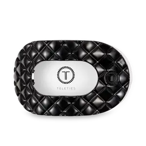 TELETIES - Jet Black Quilted Large Flat Round Hair Clip - Lay Flat, Strong Grip, Nearly Unbreakable