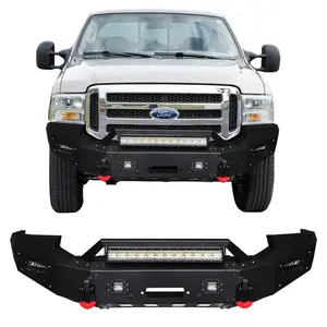 TIOYAR Steel Front Bumper Black Texture for 05-07 Ford F250/F350/F450 with Winch Plate LED Lights 2 x D-Rings Off-Road Performance