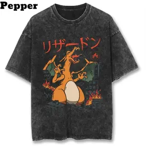 Charizard Roar Black Vintage Tee, Charizard Roar Shirt, Pokemon Shirt, Anime Shirt, vintage graphic tees, gift for fan, gift for him, gift for her Top Menswear Underwear Tshirt Streetwear Tropical