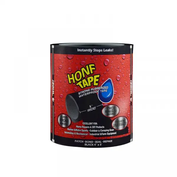 4-Inch Black Waterproof Rubber Repair Tape, Heavy-Duty Durable All-Weather All-Seasons Seal Tape for Pipes Plumbing, Easy DIY Home Mold & Damp Proofing Supply