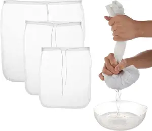 Nut Milk Bag, 3 Pack  Nylon Cheesecloth Fine Mesh Cheese Bags  Strainer for Almond Soy Yogurt Cold Brew Coffee   Celery Juice Fine Nylon Mesh, 3 Sizes