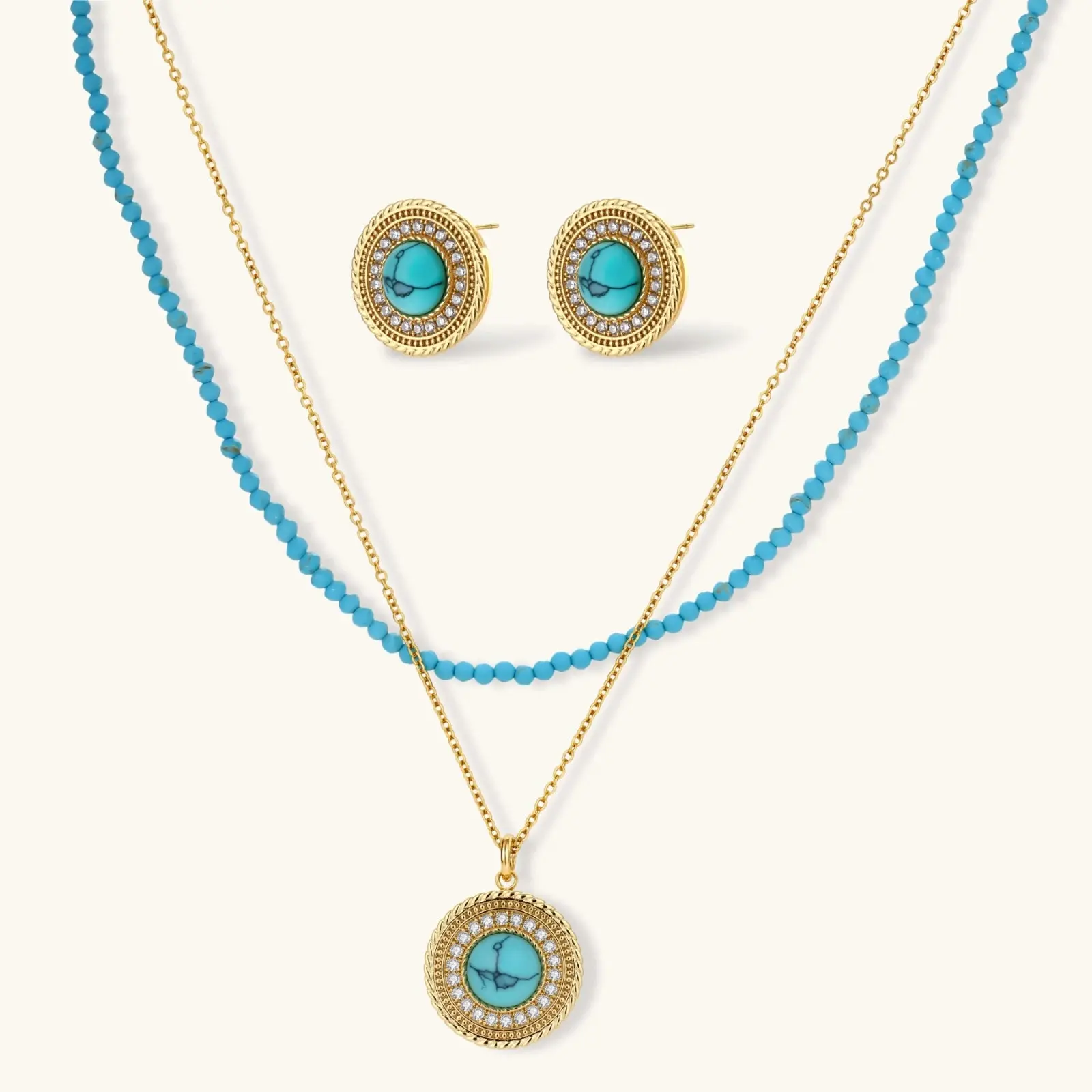 Turquoise Medallion Jewelry Set | Stones and Gems by Saday