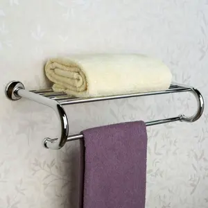 Silver Bathroom Towel Shelf | Clean & Modern Wall Mount