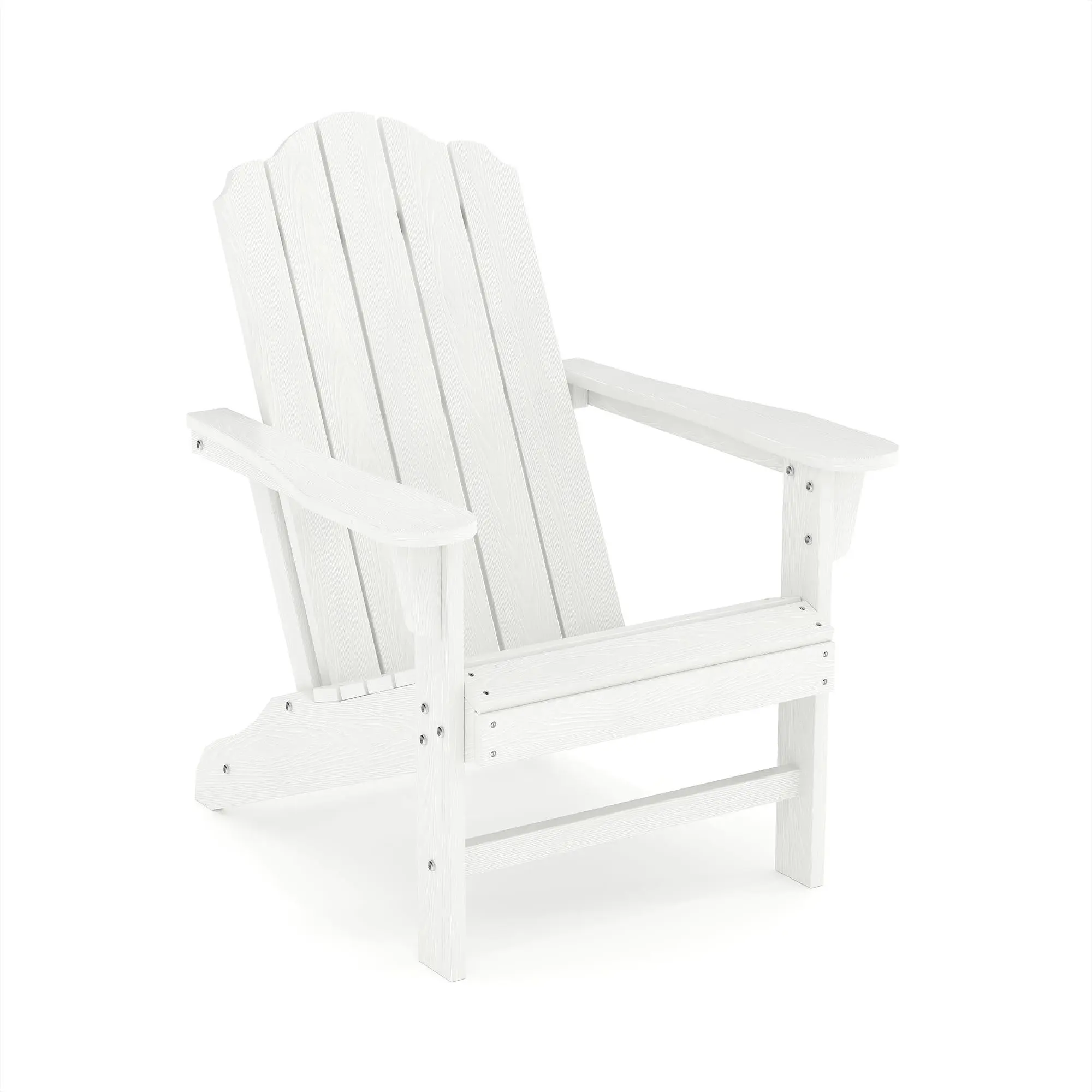 GARVEE HDPE Adirondack Chair, Wood Texture Patio Furniture, Outdoor Lawn Chair for Garden Backyard Deck Poolside,White