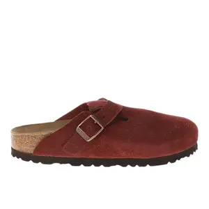 BIRKENSTOCK Womens Boston Suede Leather Footbed Clogs Casual - Red