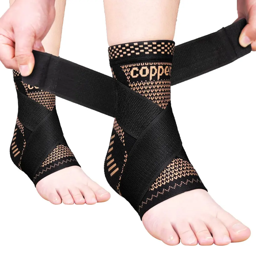 2 pieces of antique copper strap ankle cover, ankle support cover, ankle compression wrap, suitable for fitness, skipping rope, basketball, tennis