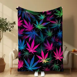Marijuana Leaf Pattern Blanket Soft Funny Throw Blanket Cozy Lightweight Plush Portable Cover Blanket For Sofa,Warm Gift For Birthday,Christmas,Multiple Blankets