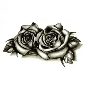 Waterproof Temporary Tattoo Stickers - Black Double Rose Body Art Patches for Skin | Reusable Water-Resistant Fake Tattoo Designs for Parties and Events, Waterproof Realistic Tattoos