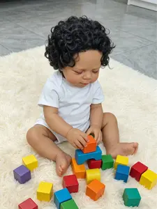 48cm tall realistic sleeping baby doll set: dark skin tone, soft vinyl limbs, cotton-filled body. Ultra-lifelike design, fully poseable. Includes matching clothing & accessories, ideal gift for teenagers and doll collectors.