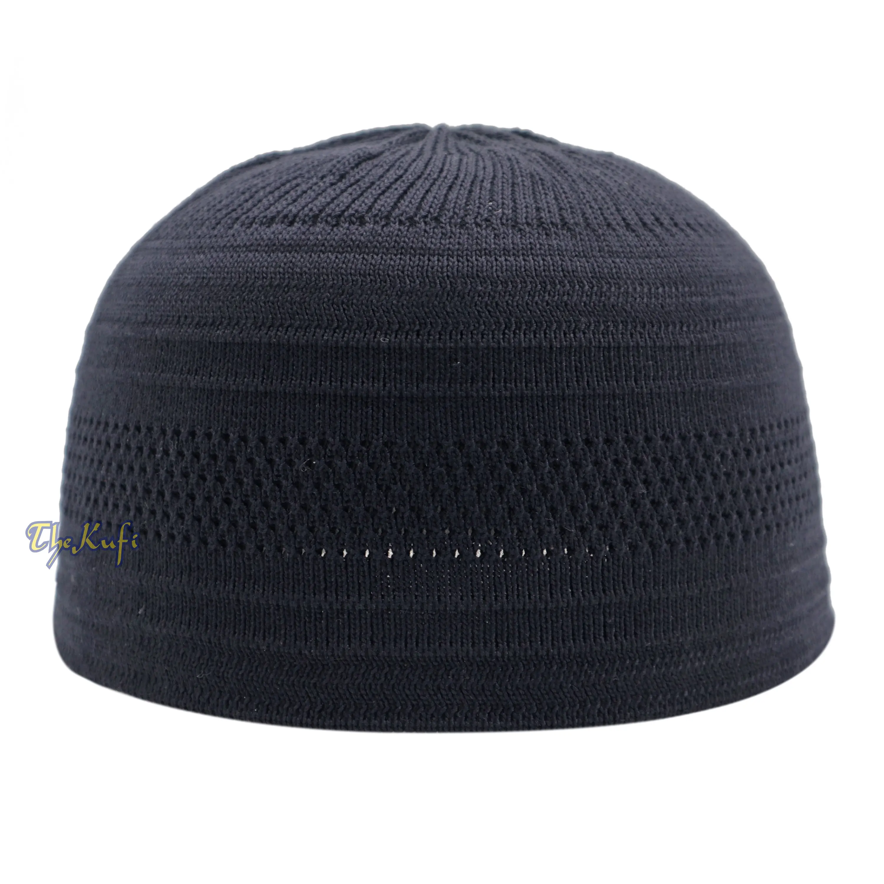 Graphite Black Cotton Stretch-Knit Kufi Muslim Skull Cap