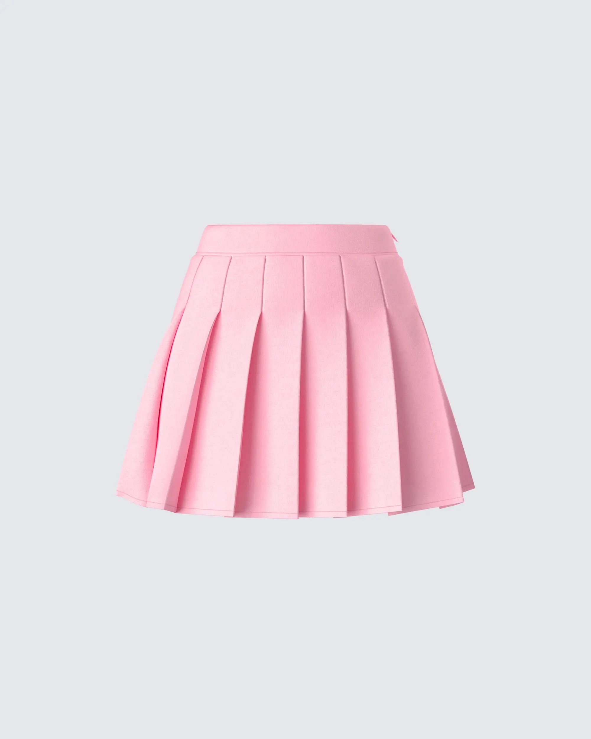 Female High-Rise Bella Pink Pleated Mini Skirt, Above-the-Knee Length, Pleated Edges to Highlight Feminine Side