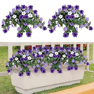 2pcs Artificial Morning Glory, 25inchx15.5inch Hanging Decorative Flowers for Outdoor Spring Decoration, Beautiful Garden Plant Decor, Fake Hanging Plant, Decorative Flower Ornaments