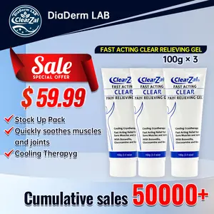 Clearzal Soothing Cooling Gel 100g, Relieving Body Gel, Cooling with Menthol and Frankincense, Helps Relieve Muscle Tension , Relax your waist, legs, knees, shoulders and neck to relieve fatigue, Sports Soothing Cooling Gel [3 pack]