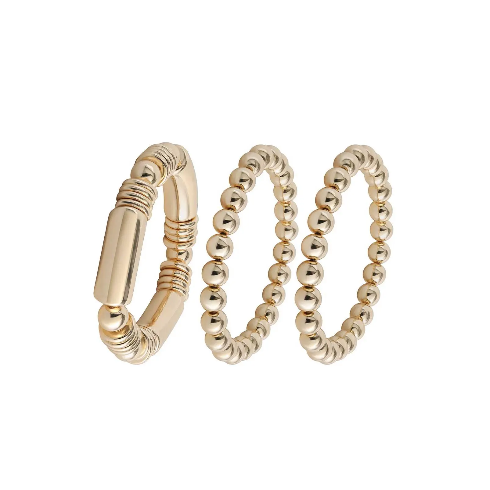 Jessica Simpson Women's 3-Piece Stackable Gold Bangle Bracelets Set Pack, One Size for Casual Wear