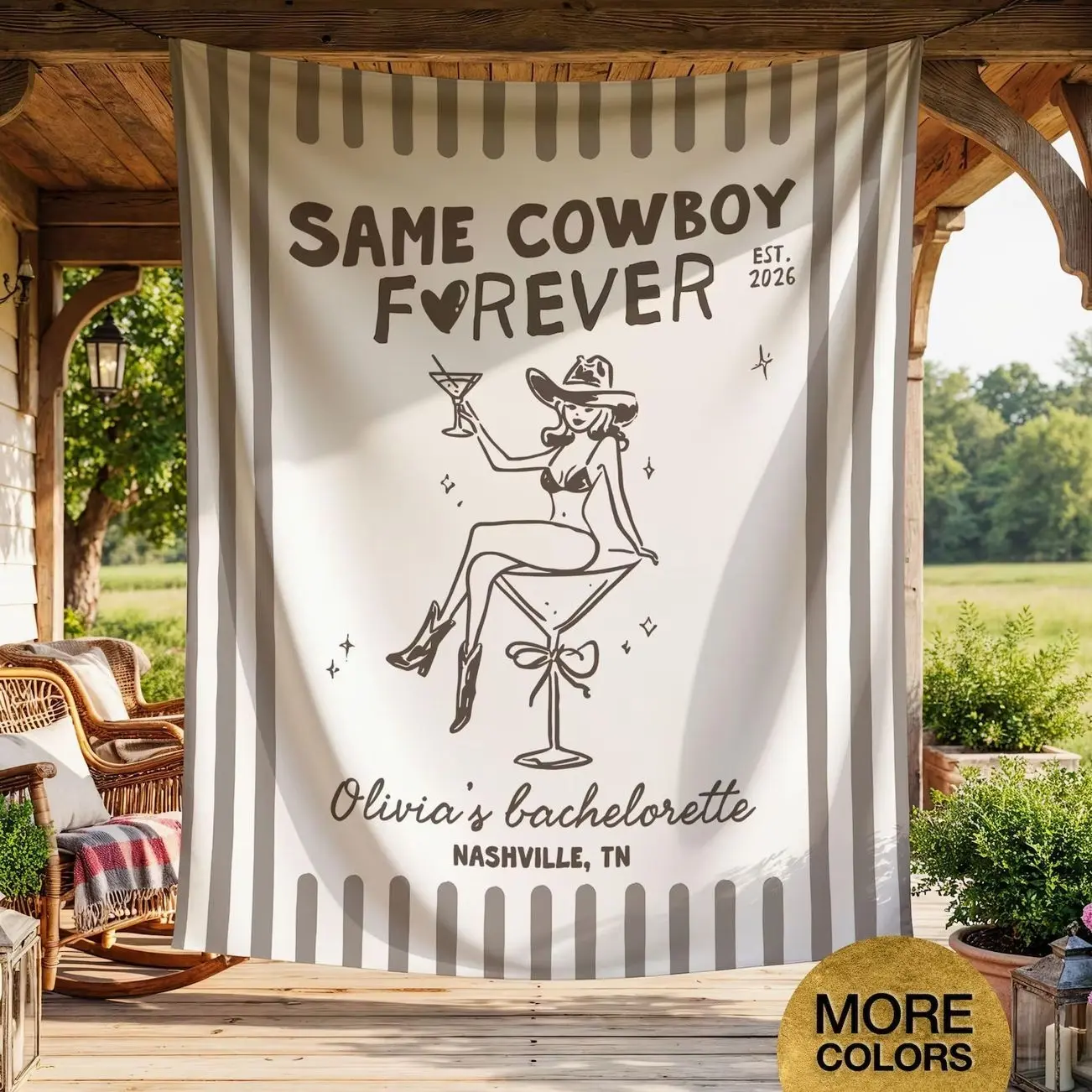 Same Cowboy Forever Bachelorette Banner Nashville Bachelorette Cowgirl Bachelorette Sign Backdrop Western Tapestry Bride Decor Party