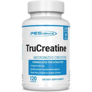 PEScience TruCreatine Creatine Capsules – Creapure Creatine Monohydrate 3g per Serving for Muscle Growth, Strength, Recovery & Cognitive Support, 120 Capsules