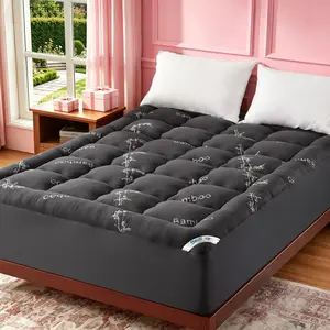 【BEDLORE】Bamboo Cooling Mattress Topper with Fitted Sheet, Thick Luxury Comfort Layer, Breathable & Soft on Skin, Deep Pocket Design, Machine Washable, Ideal for Bedroom & Home Use