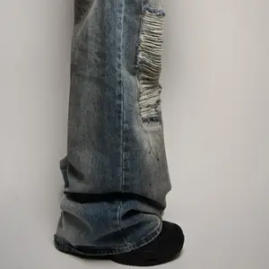 Marta Kaudi Denim Jeans - men’s Casual Style, Distressed Look, Versatile Design, Beige, Pockets, Plain, Versatile Wear - Trouser, Pants, Streetwear