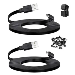 ROGEE 2-Pack 20FT Micro USB Power Extension Cable for WYZE v3 Outdoor, 90-Adapter (Black)