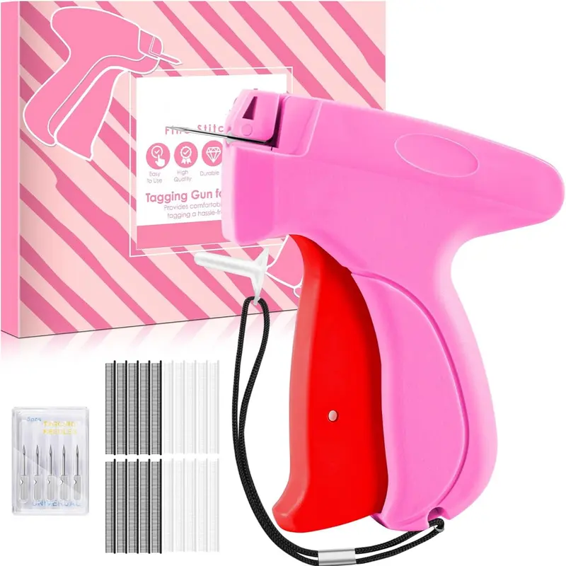Quick Clothing Fixer, 1-Count Handheld Tag Attacher Gun with 6 Needles and 1000 Pcs Barb Fasteners, Sewing Craft Kit for Attaching Retail Price Tags to Fabric, Sewing Supplies Crafts