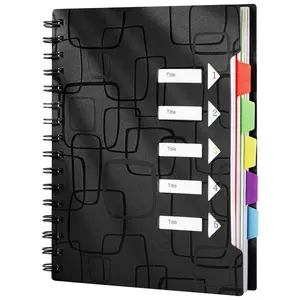 Notebooks College Ruled - 5 Subject Notebook, Notebooks for School, 6.2" x 8.3", Notebooks for Work, Spiral Notebook with Pocket Dividers, 120 Sheets