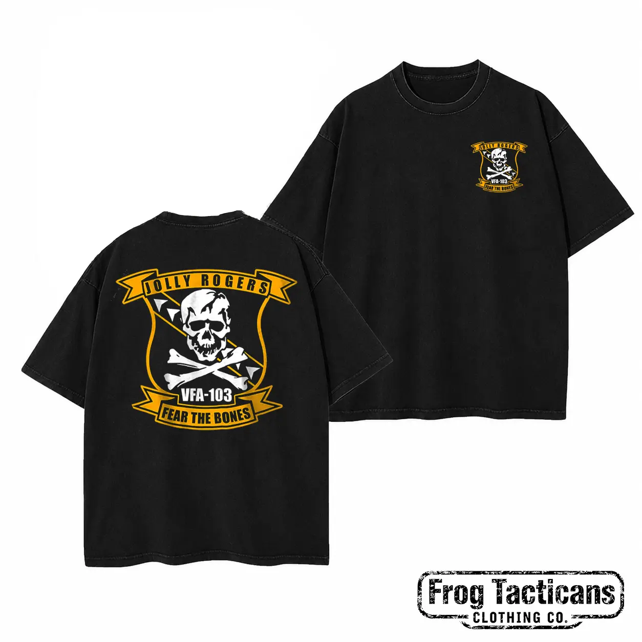 Navy VFA 103 Jolly Rogers T Shirt Fear The Bones Retro Tactical Skull Graphic Tee Apparel Gift