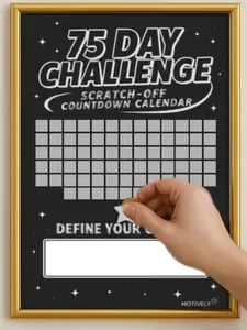 MOTIVELY 75 Day Challenge Scratch Off Countdown Calendar Interactive Tracking Tool for Daily Progress & Goal Achievement LARGE Size Clear Timeline Design