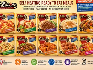 LaBriute Meals – Self Heating Ready to Eat Entrée w/Snack | High Protein, Low-Calorie Pre-Packaged Lunch or Dinner | Shelf Stable, Fully Cooked, No Refrigeration Needed | Glatt Kosher | 12 oz Serving | 10 Flavors Pasta Food