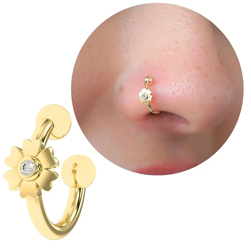 Abshel 925 Sterling Silver Nose Ring For Women, 18K Gold Vermeil Dainty Hoop, Hypoallergenic Jewelry, Everyday Wear
