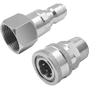 Washer Adapter Set, Swivel Fittings, M22 14mm to 3/8 Inch Quick Connect, Stainless Steel Quick Disconnect Swivel for Power Washer Hose, 5000 PSI