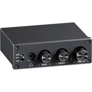 Q4 DAC Headphone Amp for PC, Desktop Digital to Analog  Converter for  Stereo Amplifier and  Speakers, PC-USB/Optical/Coaxial Inputs, 3.5mm Headphone/ Outputs