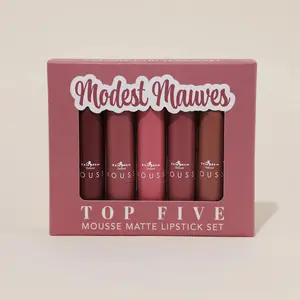 Modest Mauve Top Five Mousse Matte Lipstick Set Italia Deluxe Collection 10 TEMPTRESS 09 VINTAGE ROSE 08 BALLET SLIPPER 31 MAUVELOUS 15 NATURAL