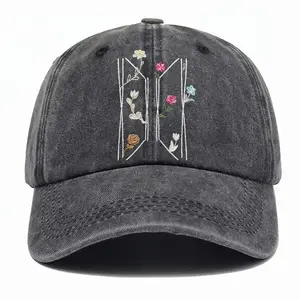 Embroidered Bangtan Boys Floral Hat, Arirang Tour Merch, Kpop Inspired Flower Logo Cap, Minimalist Idol Symbol Cap, Aesthetic Floral Dad Hat