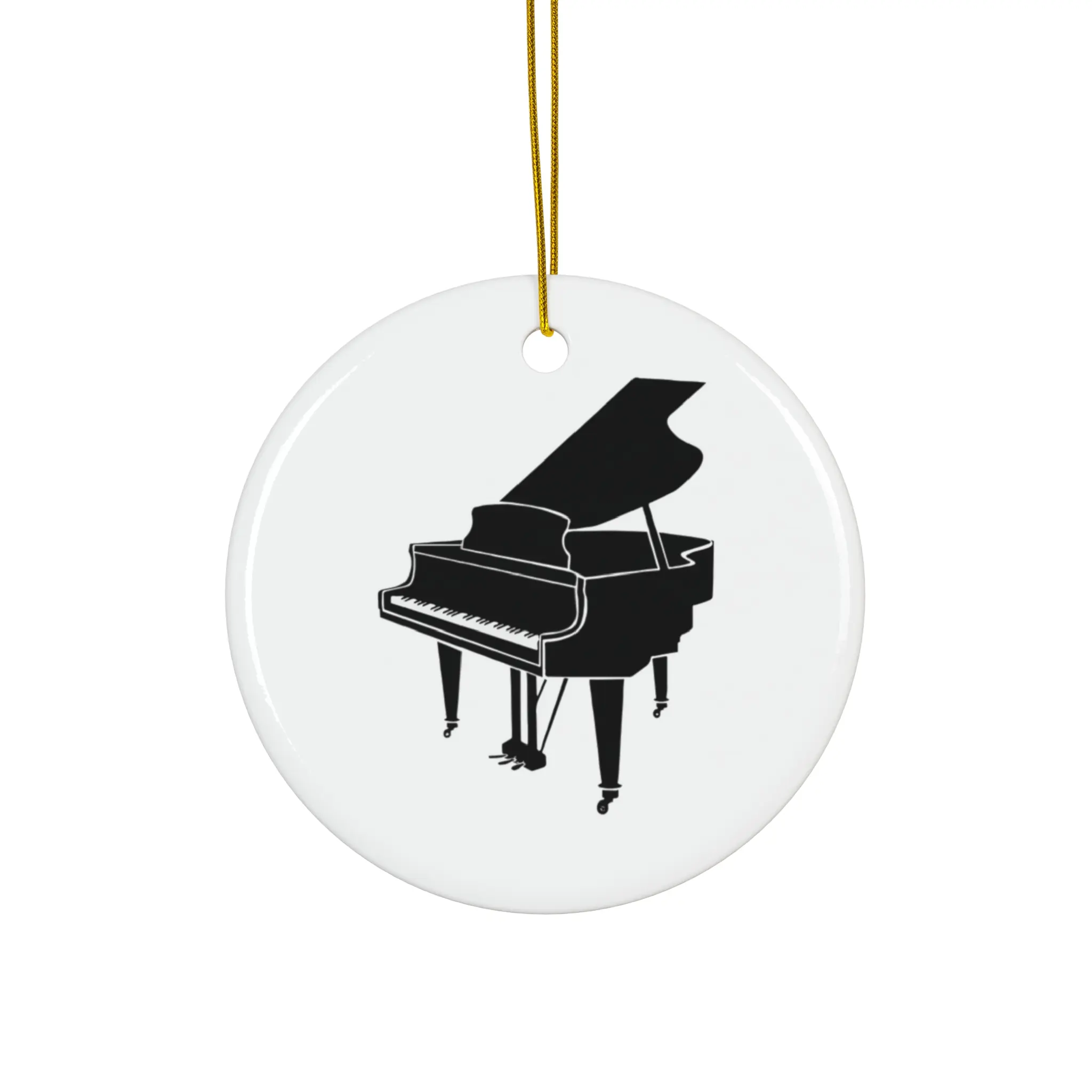 GRAND PIANO ORNAMENT, CHRISTMAS DECORATIONS, 3 INCHES CIRCLE ORNAMENT, CERAMIC ORNAMENT