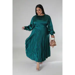 Classy Lady Dress Casual Pleated Polyester Top with Long Sleeves and Zipper Closure for Women's Wear