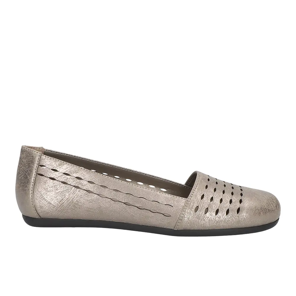 Easy Street Womens Isha Metallic Cut Out Slip On Flats Casual - Grey