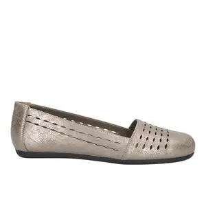 Easy Street Womens Isha Metallic Cut Out Slip On Flats Casual - Grey