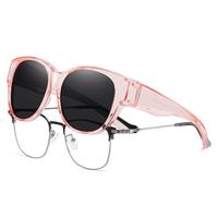 Transparent Pink Frame Grey Lens