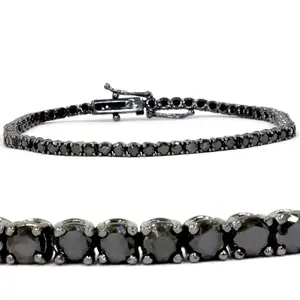 4ct Black Diamond Tennis Bracelet 14K Black Gold 7"