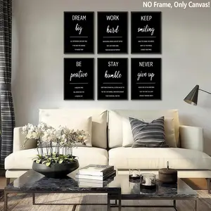 6-count frameless canvas, Unframed art print, and inspiring text art poster, office inspiring slogan, living room wall art, family poster, suitable for corridor walls, room bedrooms, office art, gifts