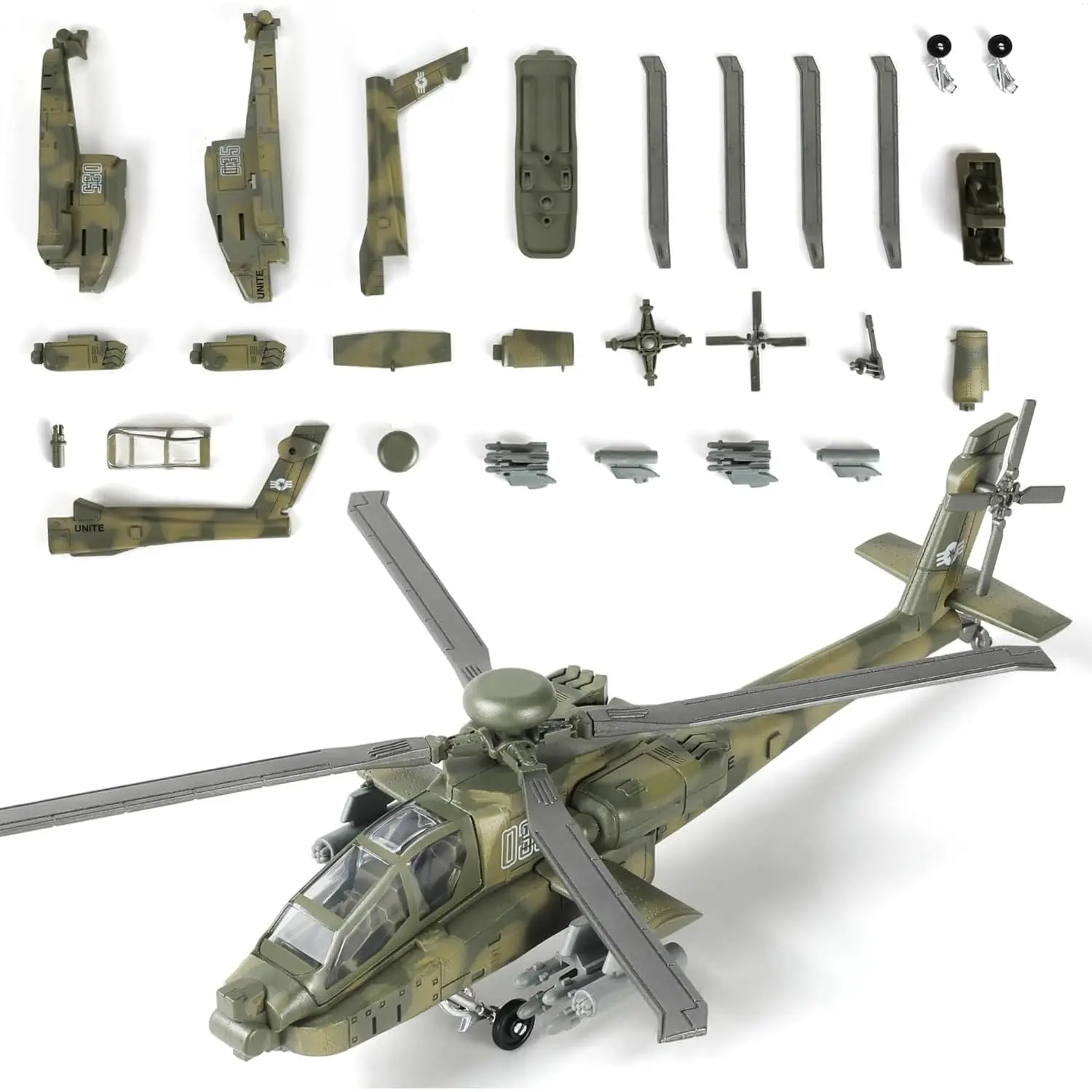 1:72 Scale AH-64 Apache Quick Build Helicopter Model Kit