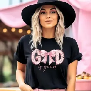 Vintage Women's Christian Bible Verse T-Shirt with Floral Bow Design Soft Round Neck Short Sleeves Suitable for Mother S Day Father S Day and Festivals Unisex Casual Tee