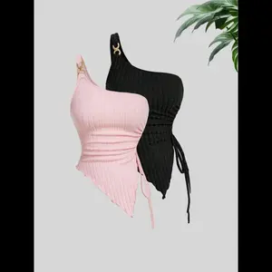 Women's Solid Color  Tank Top, Casual Sleeveless Top for Spring & Fall, Ladies Clothes for Daily Wear Womenswear Gamis